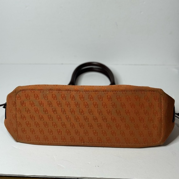 Dooney & Bourke Tassel Signature Monogram Tote Satchel Bag Orange - Picture 6 of 14